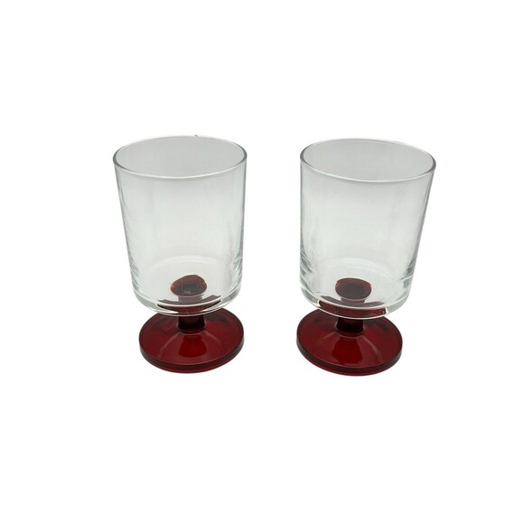 Set of 2 Vintage Cavalier Ruby Red Wine Glasses Cristal D’Arques France - Picture 1 of 5
